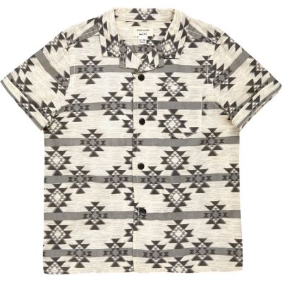Mini boys cream geometric print shirt